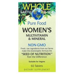 네츄럴 펙터스 Natural Factors, Whole Earth & Sea®, 여성용 종합비타민 및 미네랄, 60정