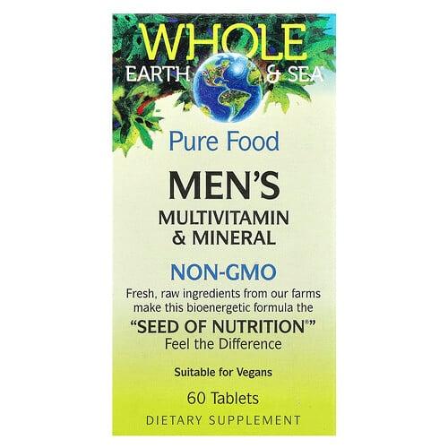 네츄럴 펙터스 Natural Factors, Whole Earth & Sea®, 남성용 종합비타민 및 미네랄, 60정