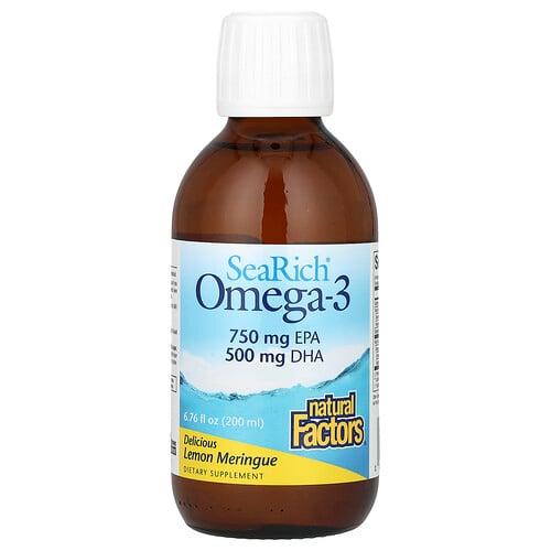 네츄럴 펙터스 Natural Factors, SeaRich 오메가3, 맛있는 레몬 머랭, 200ml(6.76fl oz) 상품 이미지