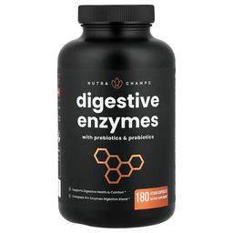 뉴트라챔스 NutraChamps, 프리바이오틱 및 프로바이오틱 함유 소화 효소, 베지 캡슐 180정
