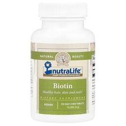 뉴트라라이프 NutraLife, 비오틴, 10,000mcg, 간편한 츄어블 120정