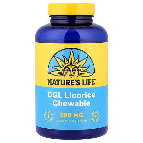 네츄럴 라이프 Nature's Life, DGL 감초 츄어블, 380mg, 츄어블 100정 상품 이미지