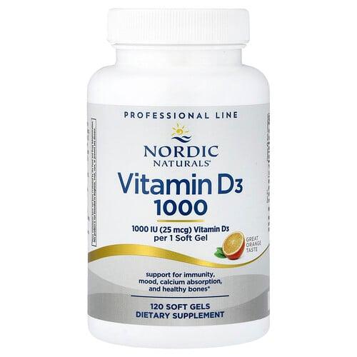 노르딕 네츄럴 프로페셔날 Nordic Naturals, 비타민D3, 1000mcg(1,000IU), 소프트젤 120정