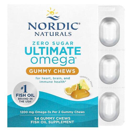 노르딕 네츄럴 프로페셔날 Nordic Naturals, Ultimate Omega® 구미젤리 츄어블, 열대 과일 맛, 1,200mg, 구미젤리 츄어블 54개(개당 600mg)