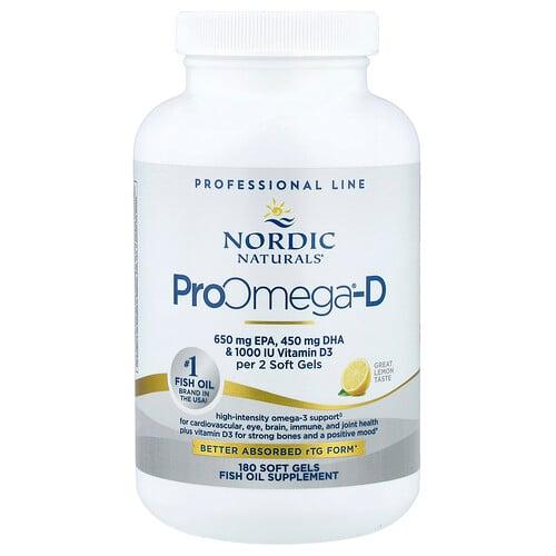 노르딕 네츄럴 프로페셔날 Nordic Naturals, ProOmega®-D, 상큼한 레몬, 소프트젤 180정