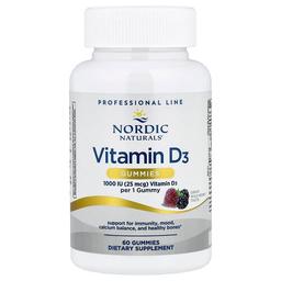 노르딕 네츄럴 프로페셔날 Nordic Naturals, 비타민D3 구미젤리, 야생 베리, 60IU, 구미젤리 60개