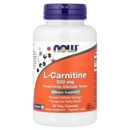 나우푸드 NOW Foods, L-카르니틴, 500 mg, 60 베지 캡슐