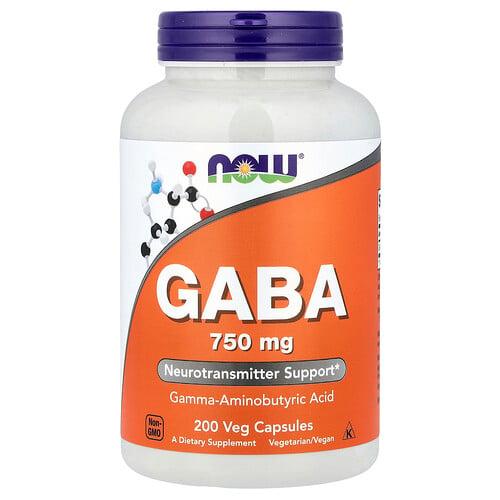 나우푸드 NOW Foods, GABA, 750mg, 베지 캡슐 200정