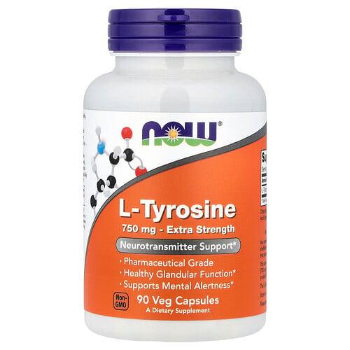 나우푸드 NOW Foods, L-티로신, 750mg, 베지 캡슐 90정