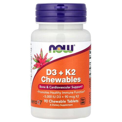 나우푸드 NOW Foods, D3 + K2 츄어블, 츄어블 정 90정