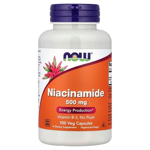 나우푸드 NOW Foods, 나이아신아마이드, 500mg, 베지 캡슐 100정