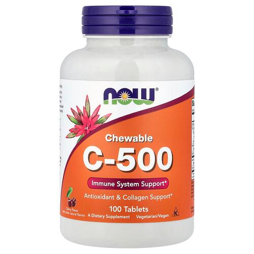 나우푸드 NOW Foods, 츄어블 C-500, 체리 맛, 100정 상품 이미지