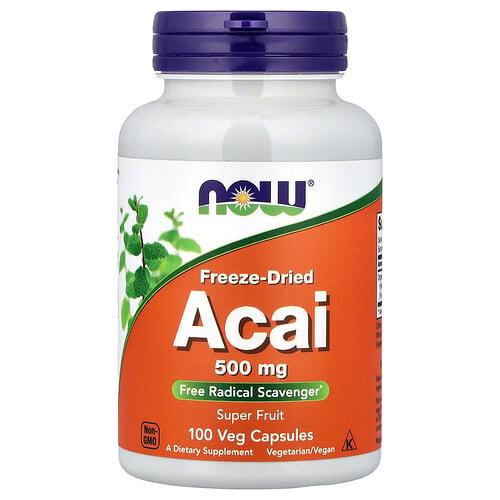 나우푸드 NOW Foods, 아사이, 동결 건조, 베지 캡슐 100정(캡슐 1정당 500mg)