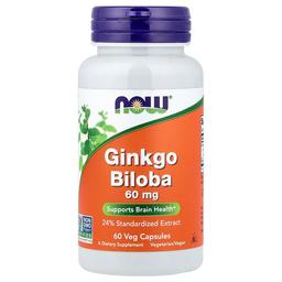 나우푸드 NOW Foods, 은행나무, 60mg, 베지 캡슐 60정