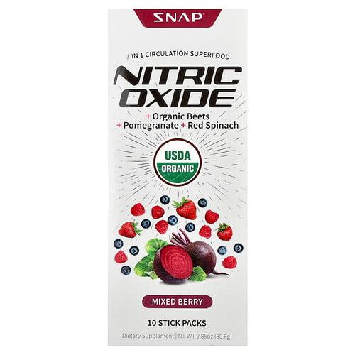 스냅 서플리먼츠 Snap Supplements, 산화질소, 3-in-1 순환 슈퍼 푸드, 믹스 베리, 스틱팩 10개, 각 8.1g(0.29oz) 상품 이미지