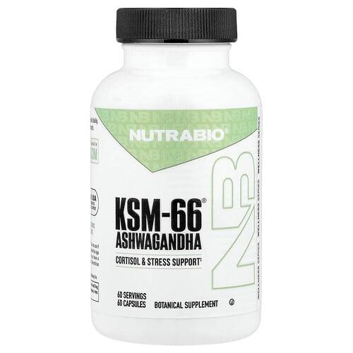 NutraBio, KSM-66®, 아슈와간다, 캡슐 60정(캡슐 1정당 600mg) 상품 이미지