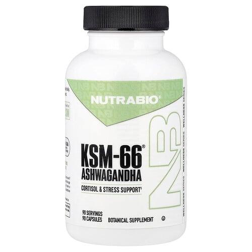 NutraBio, Ashwagandha KSM-66, 600mg, 베지 캡슐 90정