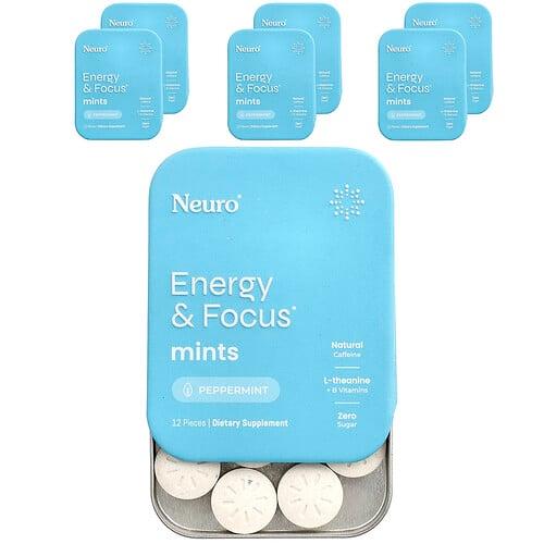 뉴로검 NeuroGum, 민트, 에너지 & 집중력, 페퍼민트, 6팩, 각 12조각