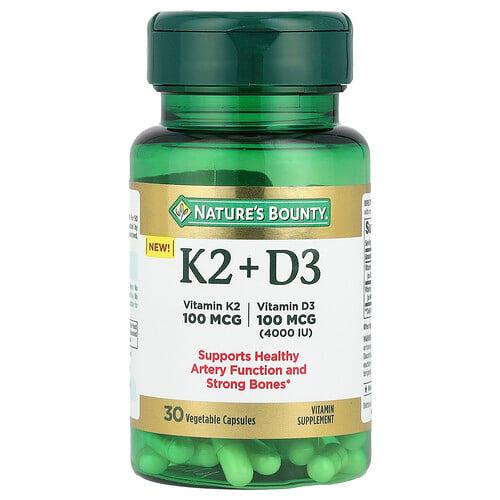 네이쳐스 바우티 Nature's Bounty, 비타민K2 + D3, 베지 캡슐 30정