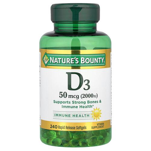 네이쳐스 바우티 Nature's Bounty, D3, 50mcg(2,000IU), 속방성 소프트젤 240정