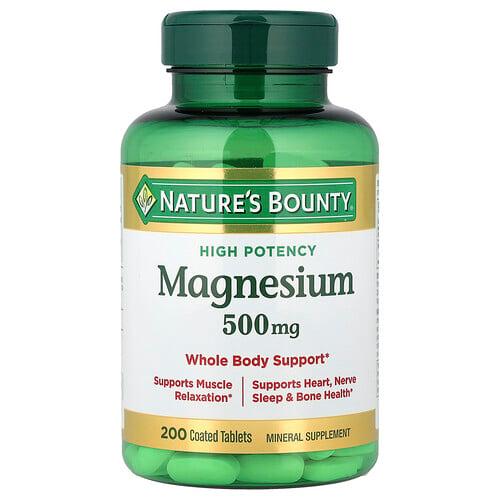 네이쳐스 바우티 Nature's Bounty, 마그네슘, 고효능, 500mg, 코팅 정제 200정