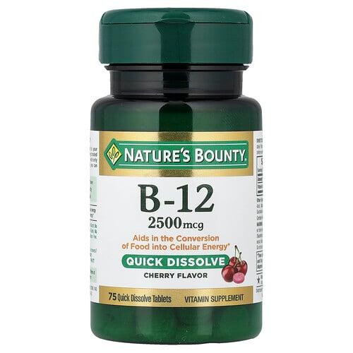 네이쳐스 바우티 Nature's Bounty, 비타민B-12, 체리 맛, 2,500mcg, 빠르게 용해되는 정제