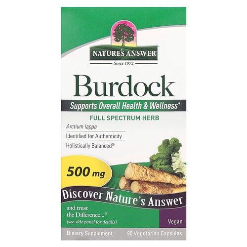 네이쳐스 엔서 Nature's Answer, 우엉, 풀 스펙트럼 허브, 500mg, 베지 캡슐 90정