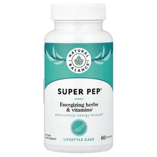 네츄럴 발란스 Natural Balance, Super Pep®, 에너자이징 허브 및 비타민, 캡슐 60정