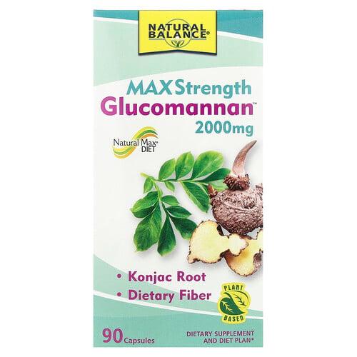 네츄럴 발란스 Natural Balance, Glucomannan™, 맥시멈 스트렝스, 캡슐 90정(캡슐 1정당 666mg)
