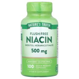 네이쳐스 트루 Nature's Truth, 홍조 무함유 나이아신, 500mg, 빠른 방출 캡슐 100정
