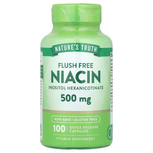 네이쳐스 트루 Nature's Truth, 홍조 무함유 나이아신, 500mg, 빠른 방출 캡슐 100정