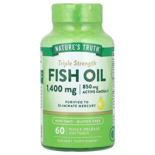 네이쳐스 트루 Nature's Truth, 피쉬 오일, 3배 강도, 1,400mg, 빠른 방출 소프트젤 60정