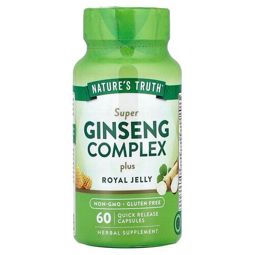 네이쳐스 트루 Nature's Truth, 슈퍼 인삼 복합체 플러스 로열젤리, 빠른 방출 캡슐 60정 상품 이미지
