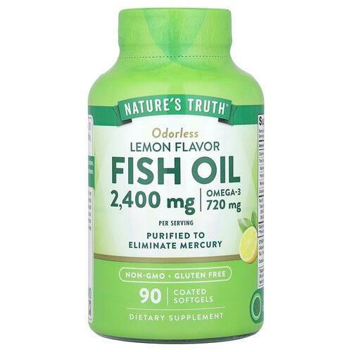 네이쳐스 트루 Nature's Truth, 피쉬 오일, 레몬, 코팅 소프트젤 90정(소프트젤 1정당 1,200mg)