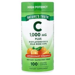 네이쳐스 트루 Nature's Truth, 비타민C, 바이오플라보노이드 및 와일드 로즈힙, 코팅 정제 100정