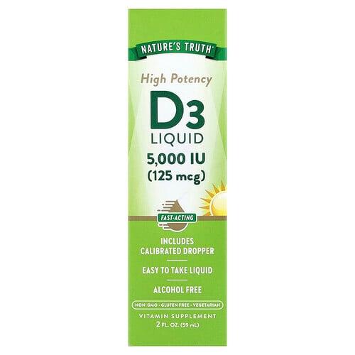 네이쳐스 트루 Nature's Truth, 액상 비타민D3, 고효능, 59ml(2fl oz)