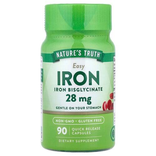 네이쳐스 트루 Nature's Truth, Easy Iron, 28mg, 빠른 방출 캡슐 90정 상품 이미지