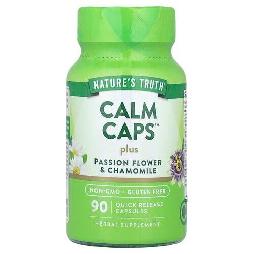 네이쳐스 트루 Nature's Truth, Calm Caps™ 플러스 시계꽃 & 카모마일, 빠른 방출 캡슐 90정