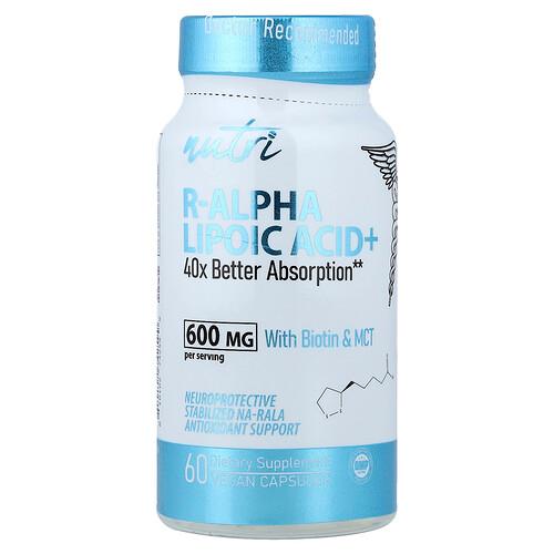Nutri, R-Alpha Lipoic Acid+ With Biotin & MCT, 60 Vegan Capsules 상품 이미지