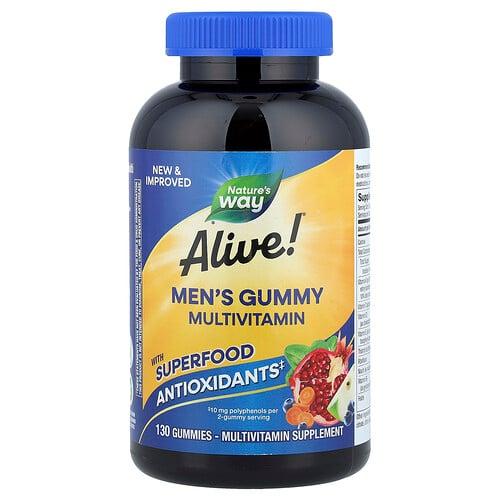 네이쳐스 웨이 Nature's Way, Alive!® 남성용 구미젤리 종합비타민, 과일 맛, 구미젤리 130개 상품 이미지