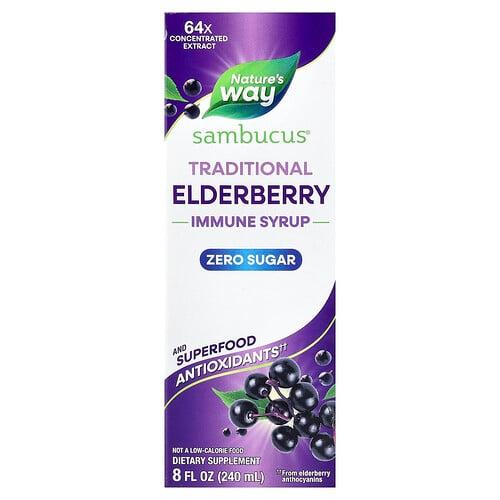 네이쳐스 웨이 Nature's Way, Sambucus®, 전통 면역력 강화 시럽, 설탕 무함유, 엘더베리, 240ml(8fl oz)