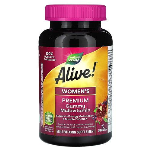 네이쳐스 웨이 Nature's Way, Alive! 여성용 프리미엄 구미젤리 종합비타민, 포도, 체리 및 블루베리 아사이 맛, 구미젤리 75개 상품 이미지