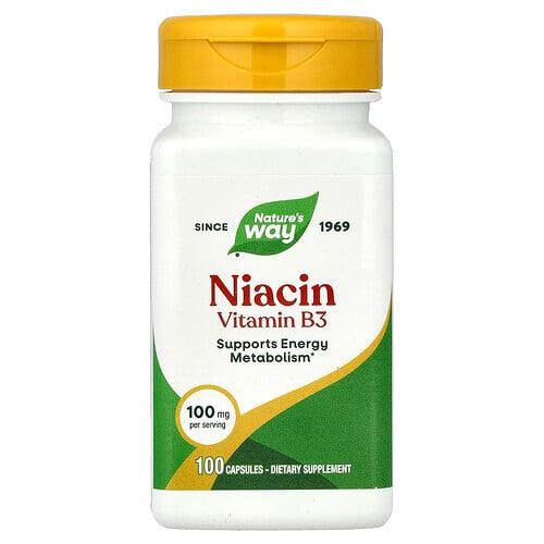 네이쳐스 웨이 Nature's Way, 니아신, 비타민B3, 100mg, 캡슐 100정