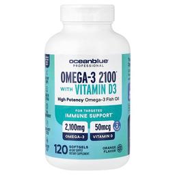오션 블루 OceanBlue, 프로페셔널, Omega-3 2100®, 비타민D 함유, 오렌지 맛, 소프트젤 120정