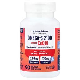 오션 블루 OceanBlue, 프로페셔널, CoQ10 함유 Omega-3 2100®, 오렌지 맛, 소프트젤 90정