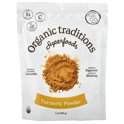 Organic Traditions, 슈퍼 푸드, 유기농 강황 분말, 200g(7oz)
