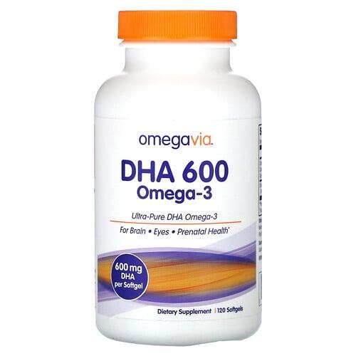 OmegaVia, DHA 600, 오메가3, 소프트젤 120정 상품 이미지