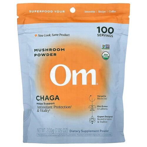 옴 머시룸즈 Om Mushrooms, 버섯 분말, 차가버섯, 200g(7.05oz)