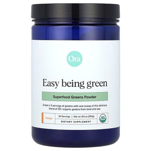 오라 Ora, 이지잉 그린, 슈퍼 푸드 그린스 분말, 오렌지, 240g(8.5oz) 상품 이미지