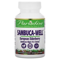 파라다이스 허브 Paradise Herbs, Sambuca-Well, 유럽산 엘더베리, 250mg, 베지 캡슐 60정